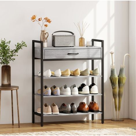 4-stufiges Schuhregal mit Schublade, bis zu 9 Paar, 70 x 30 x 87,6 cm, grau HAVRYA (1/5)