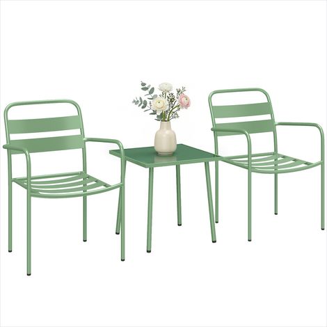 Table de jardin Ensemble bistrot 3 pièces table verre trempé (1/5)