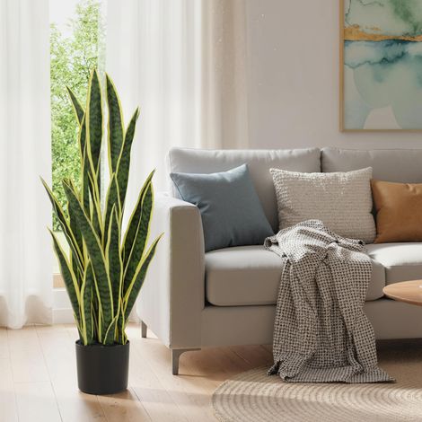 Sanseveria Artificiale in Vaso da Esterno e Interno con 21 Foglie Modellabili, Ø20x90 cm (1/5)