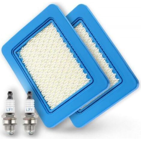 2 Pièce Cartouche de filtre à air 491588S et 2 Pièce Bougies d'allumage L7T, Tondeuse Bougie d'Allumage, pour 491588 491588S 4915885 399959 PT15853 (1/5)