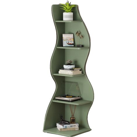 Étagère, Design Ondulé Unique, Fonctionnalité à 5 Niveaux, Vert, L (1/2)