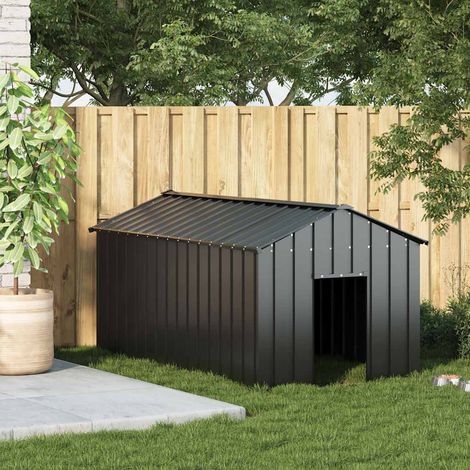Niche pour chien avec toit noir 114x202x101 cm acier galvanisé