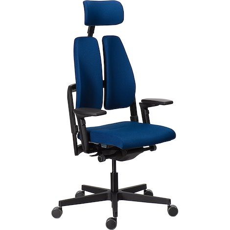 Chaise ultra-ergonomique Xavier avec accoudoirs et appuie-tête réglables - bleu - Maxiburo (1/5)