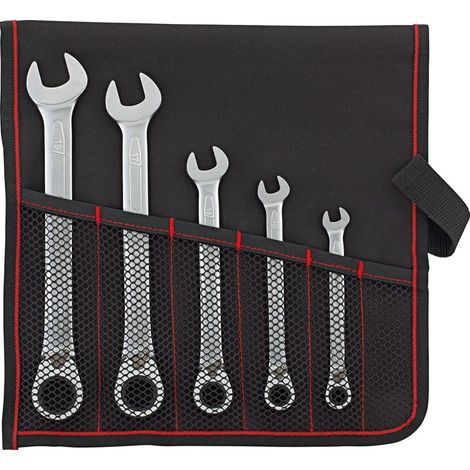 Ratschenschlüssel-Satz umschaltbar 8-19mm 5-teilig in Rolltasche FORMAT (1/3)