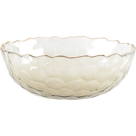 Grand Saladier en Verre Doré Coupe de Présentation pour Salade et Fruits 25 cm - PANGIVO (1/2)