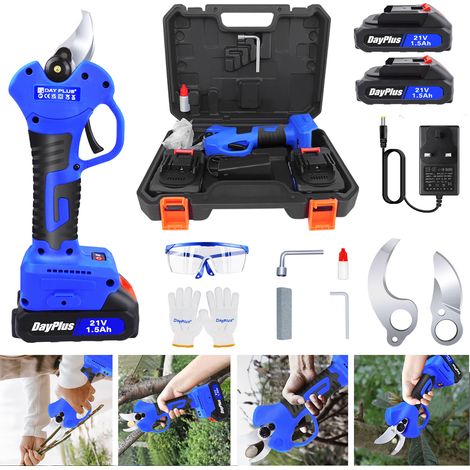 Dayplus – Sécateur électrique sans fil 21V – Moteur Brushless – Capacité de coupe 30mm – 2 batteries 1500mAh – Confort ergonomique (1/5)