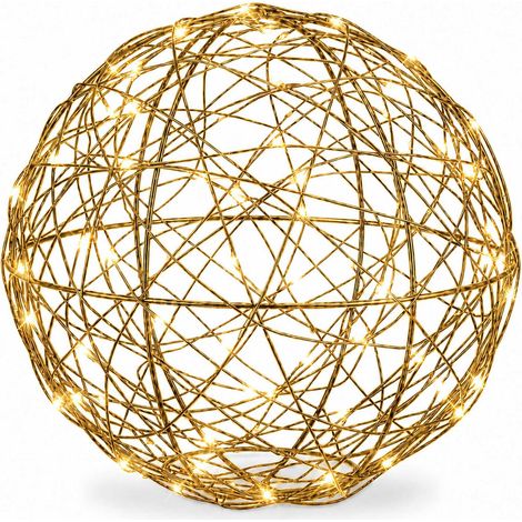 20 cm große goldene LED-Dekorkugel – warmweißes Licht (1/5)