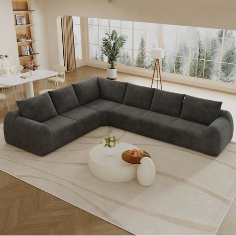 Divano angolare 334 cm senza montaggio, in tessuto, grigio scuro HAVRYA (1/5)