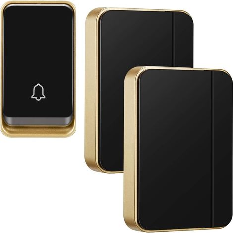 1 sonnette de porte, sans pile, étanche ip44, 51 mélodies, 4 niveaux volume, 1 émetteur + 2 récepteurs, pour maison ou bureau (1/5)
