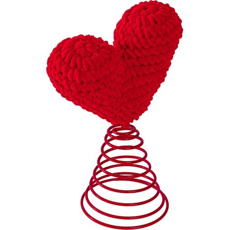Adorno navideño de punto con forma de corazón