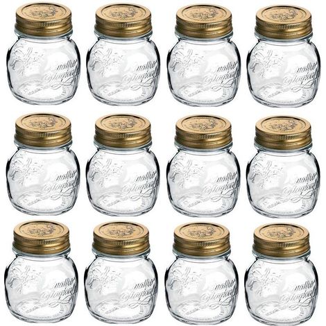 12 BARATTOLI 250 CC QUATTRO STAGIONI BORMIOLI PER CONSERVE CON TAPPI INCLUSI (1/2)