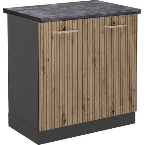 Mobile lavello cucina R-Line, Rovere artigianale, 80 cm , PL Antracite, Vicco (1/5)