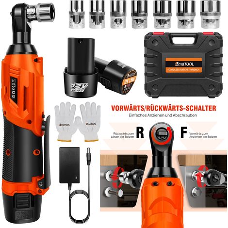 Clé à cliquet électrique sans fil 3/8" rechargeable 2 piles +7 douilles +étui
