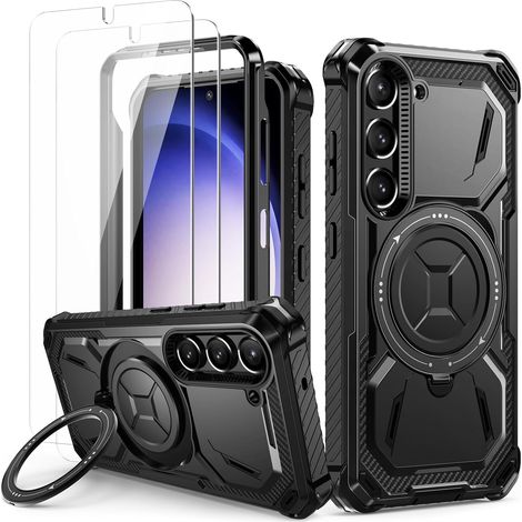 Coque pour Samsung S23, Militaire Antichoc, Support, Noir (1/5)