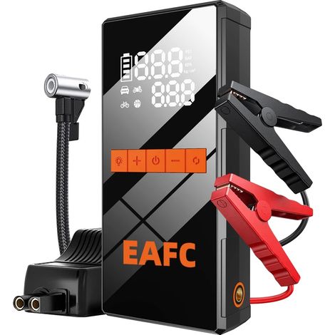 Avviatore di emergenza per auto, corrente di picco 1200A, pompa d'aria portatile, clip intelligente per cartone 1 (1/2)