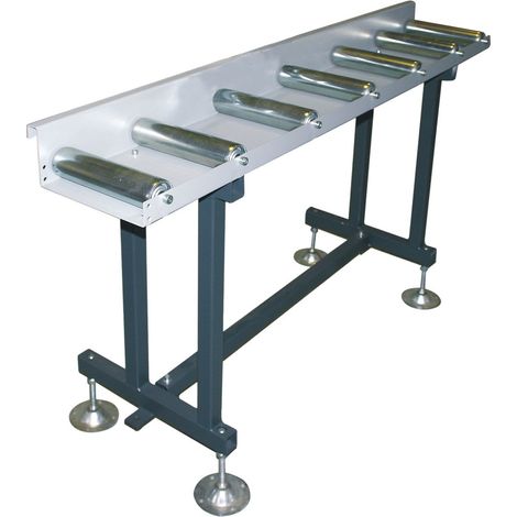 ELMAG Rollbahn m. Schiebeansch. & Skala, für Band- Kreissägen ect., Type EXAKT-B 3000/350 mit 3 Stützfüßen, Länge:3 m, Rollen:350x60x2,0 mm, Bahnbr.:4 (1/3)