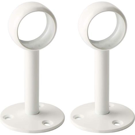 Support Tringle Rideau Plafond en Acier Inoxydable, Support Tringle Penderie pour Tube de rond Ø 25 mm, Blanc Brillant 2 Pcs, EFL4025W-2P