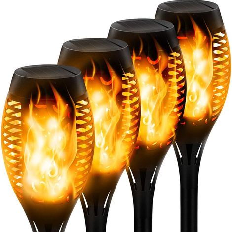 Lampe Flamme Solaire étanches IP65 Torche de Jardin Lumières Flammes Exterieur Décoration pour Patio Chemins 12 LED 4 Pièces (1/5)