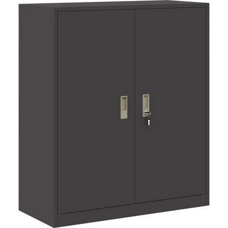 Armadio portaoggetti moderno con ante chiudibili a chiave 90 x 40 x 105 cm design industriale in acciaio nero 020054821