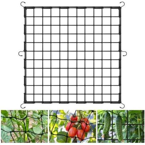 Filet de soutien pour plantes grimpantes, 120x120 cm filet élastique de culture avec 6 crochets, pour jardin, fruits, cultures et légumes (1/5)