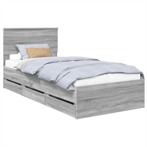 Maison Exclusive - Struttura del letto con cassetto Grigio Sonoma 75 x 190 cm (1/5)