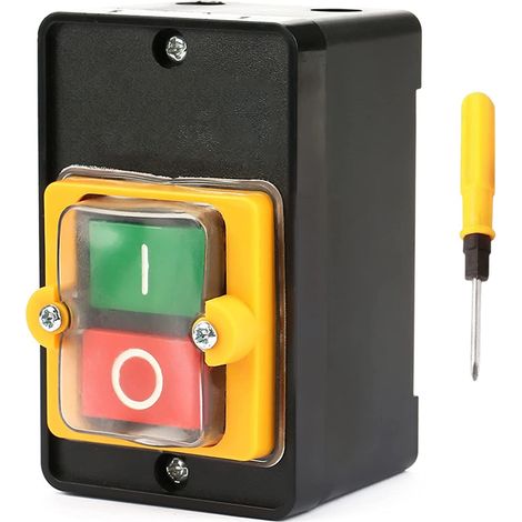 1 pcs Commutateur à Bouton Poussoir, AC220V / 380V 10A Interrupteur à Bouton de Commande de Puissance étanche Monophasé/Triphasé, Bouton de Commande Marche/Arrêt Avec Coquillage, Interrupteur Machine (1/5)