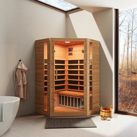 Sauna ad infrarossi 122x122 CM H188 in legno Hemlock con radio integrata Tampere (1/4)