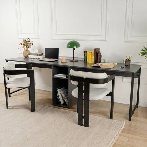 Dmora - Escritorio Caprioli, Escritorio multiusos, Mesa de oficina para PC, El plan de trabajo, 240x60 h74 cm, Antracita (1/5)