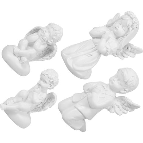 Statues Miniatures D’Anges Ailés en Résine Lot de 4 Figurines Chérubins Agenouillés Décoration Bureau et Maison Ornements Spirituels et Présent Noël (1/5)