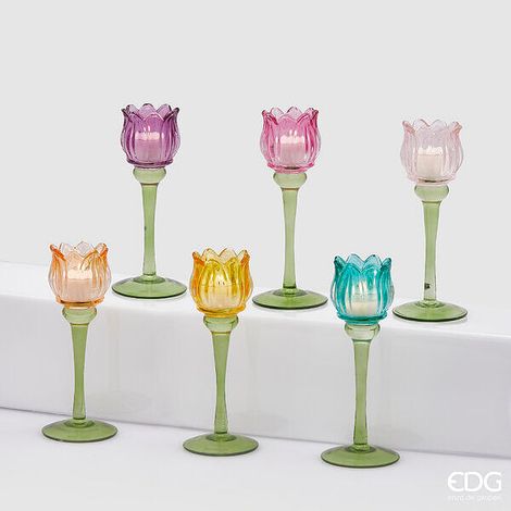 EDG Enzo De Gasperi Portacandela Tulipano 6 Ass. H.22 D.8,5 C4 Multicolor