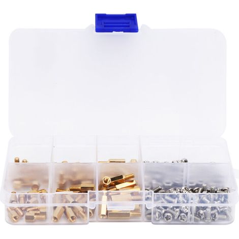 Brass spacer screws with M3 hexagonal head, 180 pieces, threaded pillar, cross nut set (1/5)