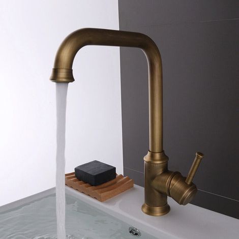 Antik Messing Waschtischarmatur Wasserhahn Bad Waschbecken Armatur Retro Armatur
