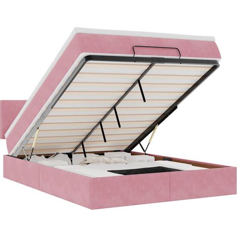 Maison Exclusive - Ottoman-Bett mit Matratze & LEDs Rosa 140x190