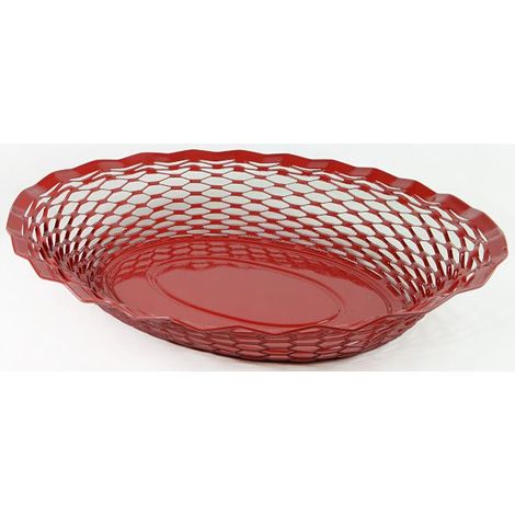 ROGER ORFEVRE - VINTAGE CORBEILLE PAIN OVALE ROUGE 25x18 CM
