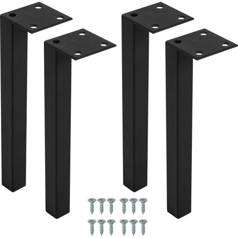 4 un. Pied carré noir pour meuble de salle de bain FURNIDEA en métal h: 20 cm