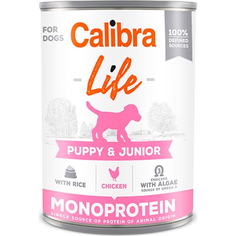 Calibra Dog Life Puppy Lata e pollo junior e riso 6x400gr