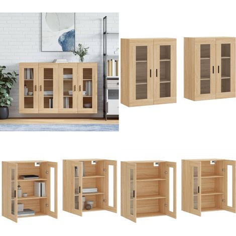 Armoires murales 2 pcs chêne sonoma bois d'ingénierie - Armoire Murale - Meuble Rangement - Buffet - Commode - Étagère Murale - Home & Living (1/5)