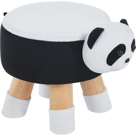 Panda-Kinderpouf fürs Kinderzimmer, schwarz-weiß, Furnitex