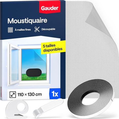 Mosquitera para ventana GAUDER - Mosquitera con cierre de velcro - Mosquitera adhesiva - Autoadhesiva y sin necesidad de taladrar (110 x 130 cm - Negra) (1/5)