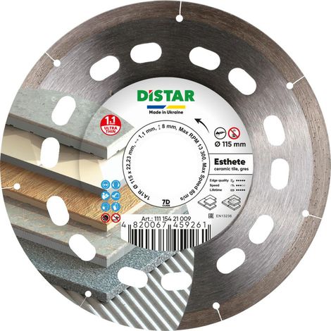 Disco diamantato Distar estetica 115 x 1,1 x 8 x 22,23 mm (1/4)