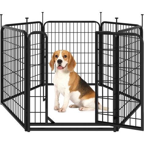 Yaheetech Recinto per Cani Cuccioli Conigli Gatti Animali da Interno e Esterno Giardino Rete Recinzione Ferro 6 pz 65 x 80 cm Pieghevole e Portatile