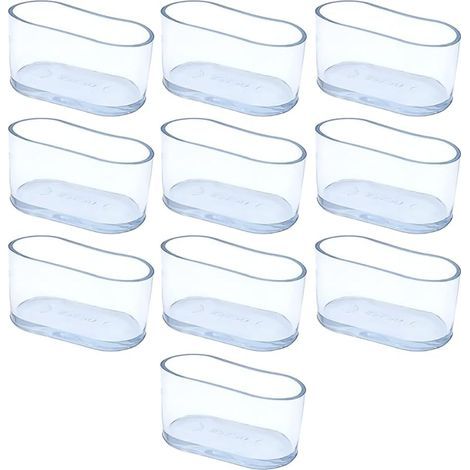 Lot de 10 housses de pieds de chaise ovales en caoutchouc transparent - Anti-rayures - Pour table, chaise, bureau (25 x 50 mm) (1/5)
