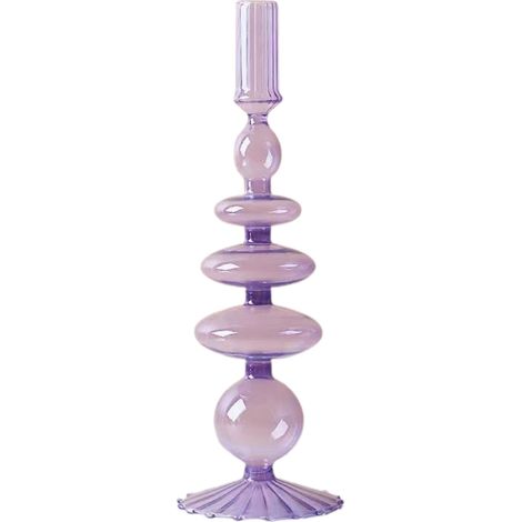 Vase de Centre en Verre Pur Transparent Multifonctionnel Base Stries Violacée pour Décoration de Mariage et Maison Cadeau Fête (28cm, 1x) (1/5)