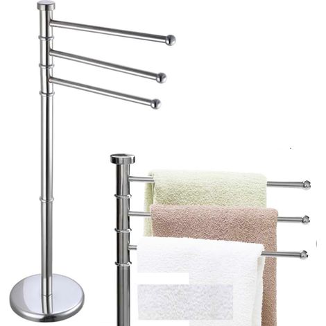 Piantana Portasciugamani Milano da bagno 3 Bracci in Metallo Cromato 22x31x85 cm (1/4)