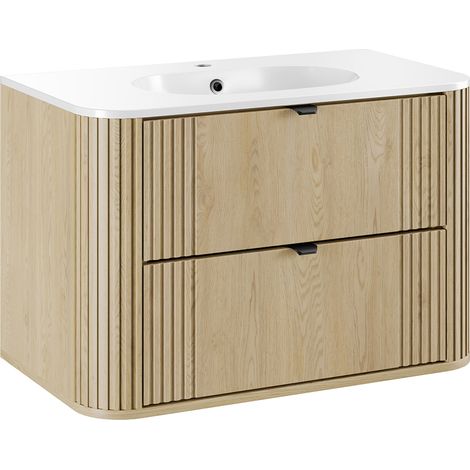 Meuble simple vasque encastrée 80cm Mila Bois