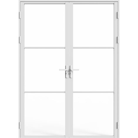 Blocco porta reversibile a due battenti 2 x H204 x L73 cm in Alluminio e Vetro temperato Bianco  - MASERU