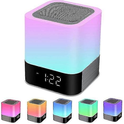 Nachttischlampe mit Wecker, Bluetooth-Lautsprecher, dimmbarem RGB-LED-Nachtlicht und Stimmungslicht fürs Schlafzimmer (1/5)