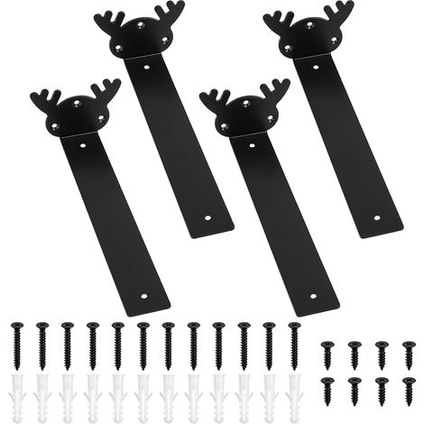 Staffe Scaffali Supporti Mensole 20 cm Acciaio Nero 4 Pezzi (1/5)