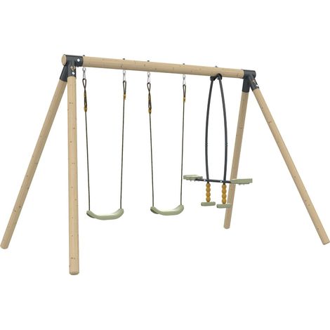 Tp Toys – Portique ANÉMONE 2 balançoires vis-à-vis – Bois FSC – H.190 cm – Kit d'ancrage inclus – Pour usage domestique (1/5)