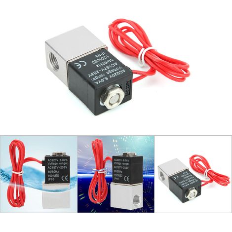 Électrovanne à action directe pour eau, air, huile, corps en alliage d'aluminium, 220V AC (G1/4") (1/5)